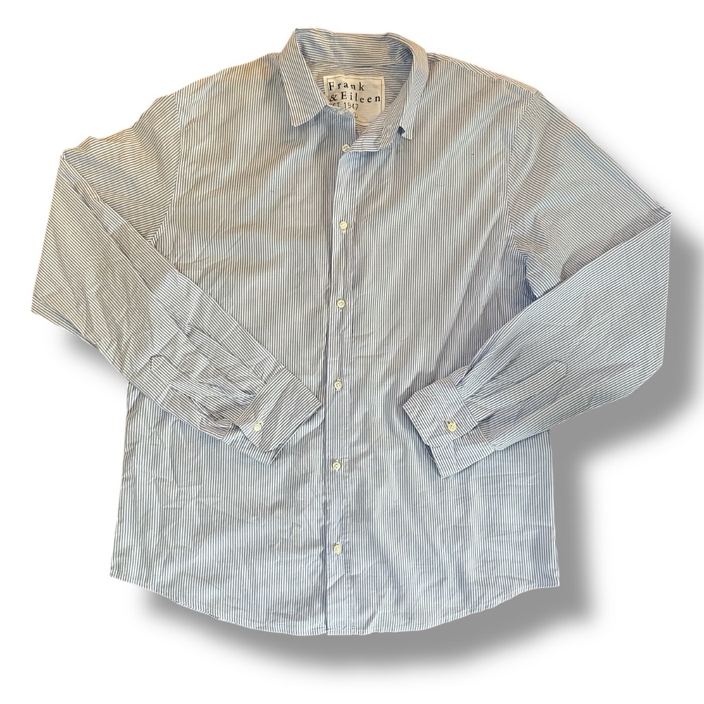 Frank & Eileen Blue and White Pinstripe Button-Down Shirt